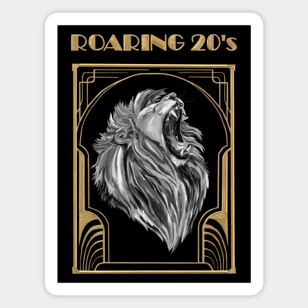 Golden Age of the Roaring 20's Lion Magnet by Art by Deborah Camp